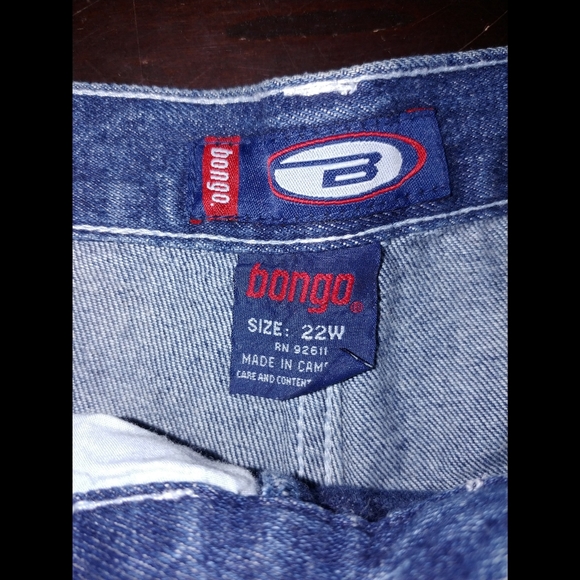 BONGO Y2K Rave boho Bootcut high waisted dark denim blue jeans With Floral Slits - Picture 2 of 7